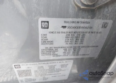 2024 Chevrolet Silverado 1500 4Wd Standard Bed Custom Trail Boss z USA, uszkodzony, nr VIN 3GCUDCE85RG452525